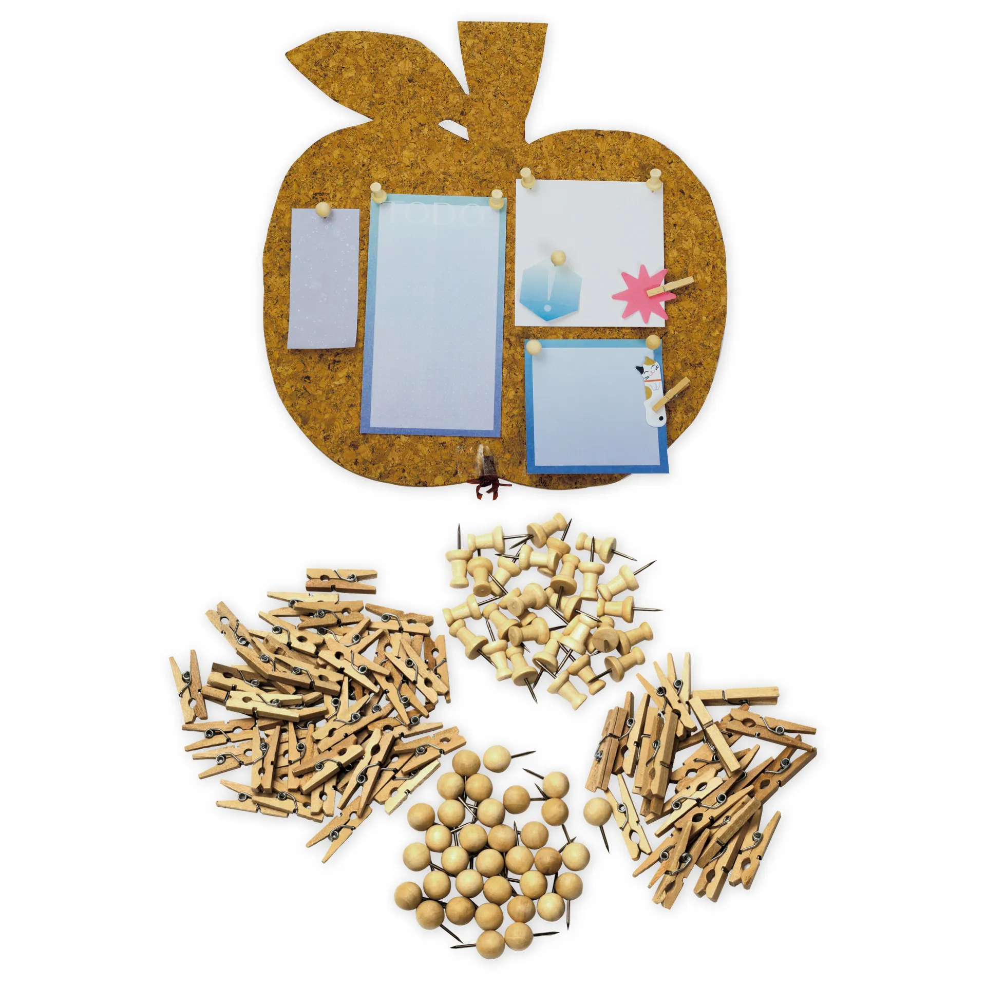 TimeTEX Natura-Büro-Set Pinnnadeln und Klammern aus Holz, 100-tlg.