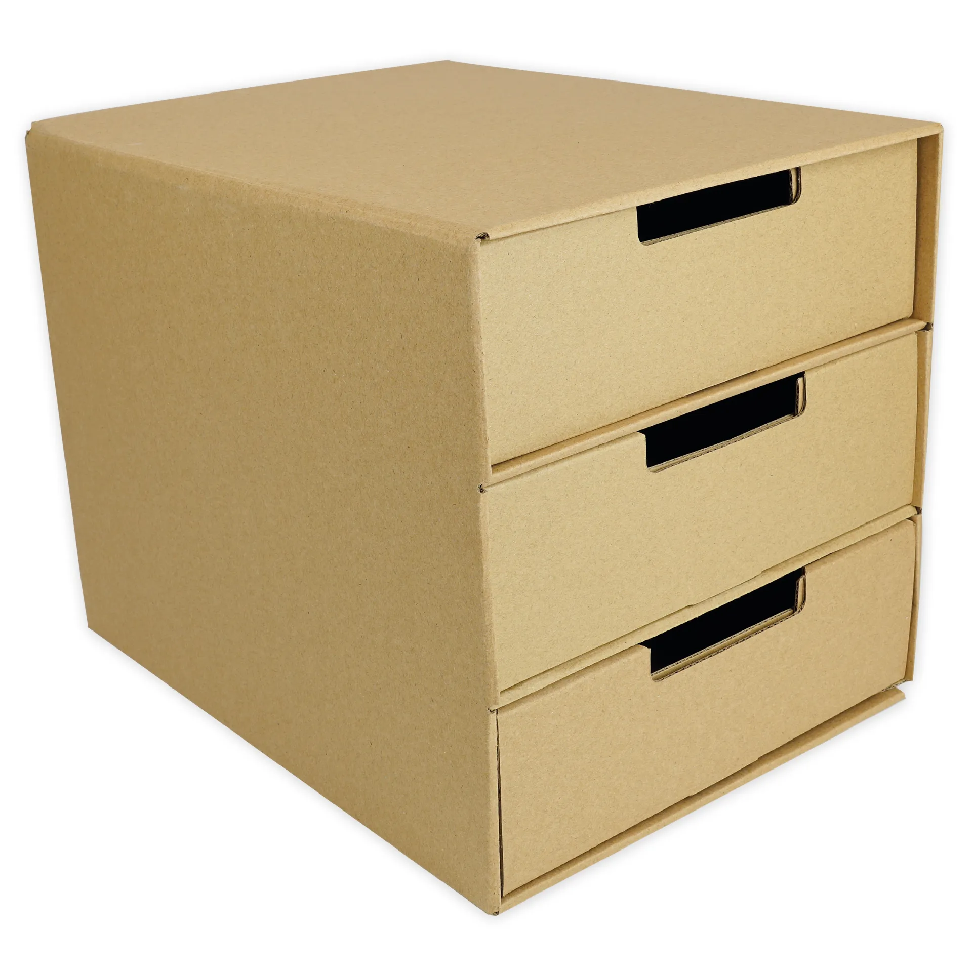 Natura-Schubladen-Box A4 mit 3 Schüben, aus Pappe