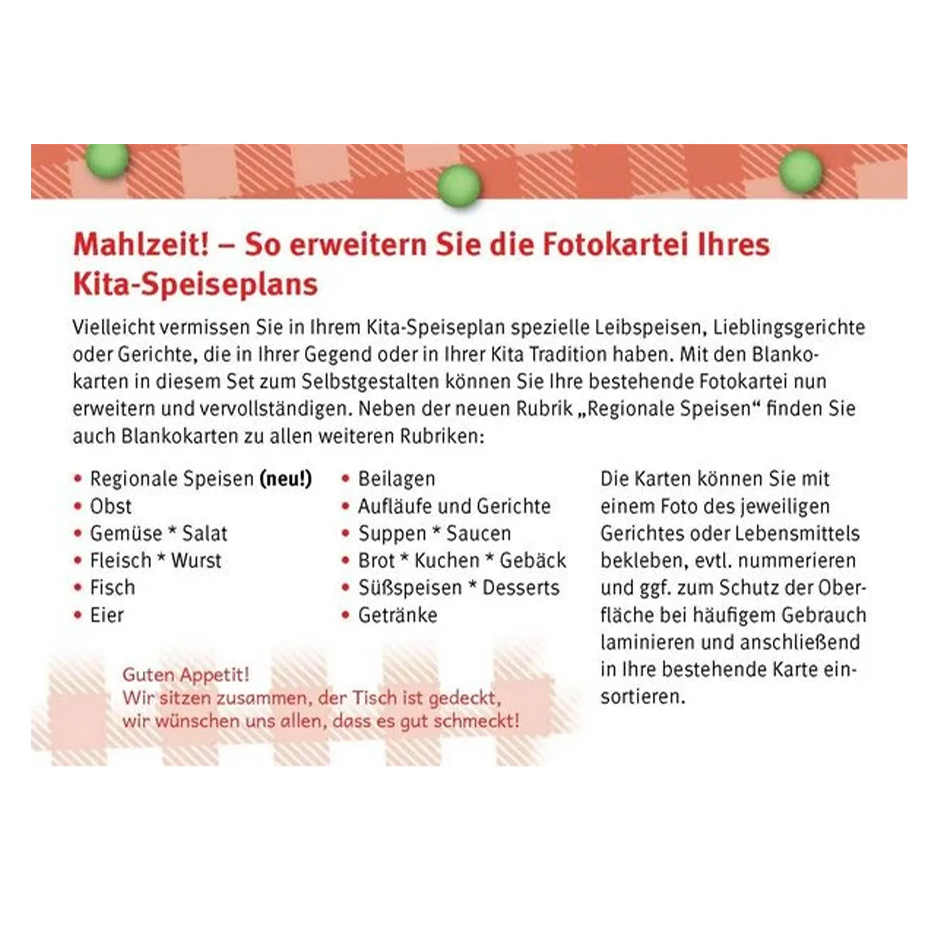 Mahlzeit! Ergänzungsset zum Kita-Speiseplan