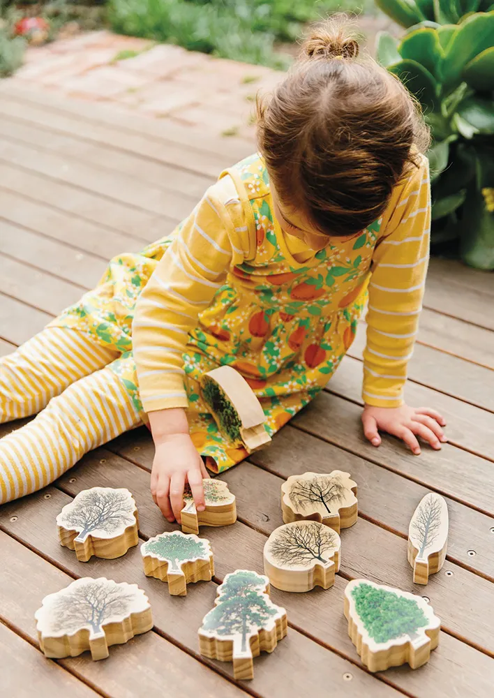 Jahreszeiten-Bäume aus Holz, 10-tlg.
