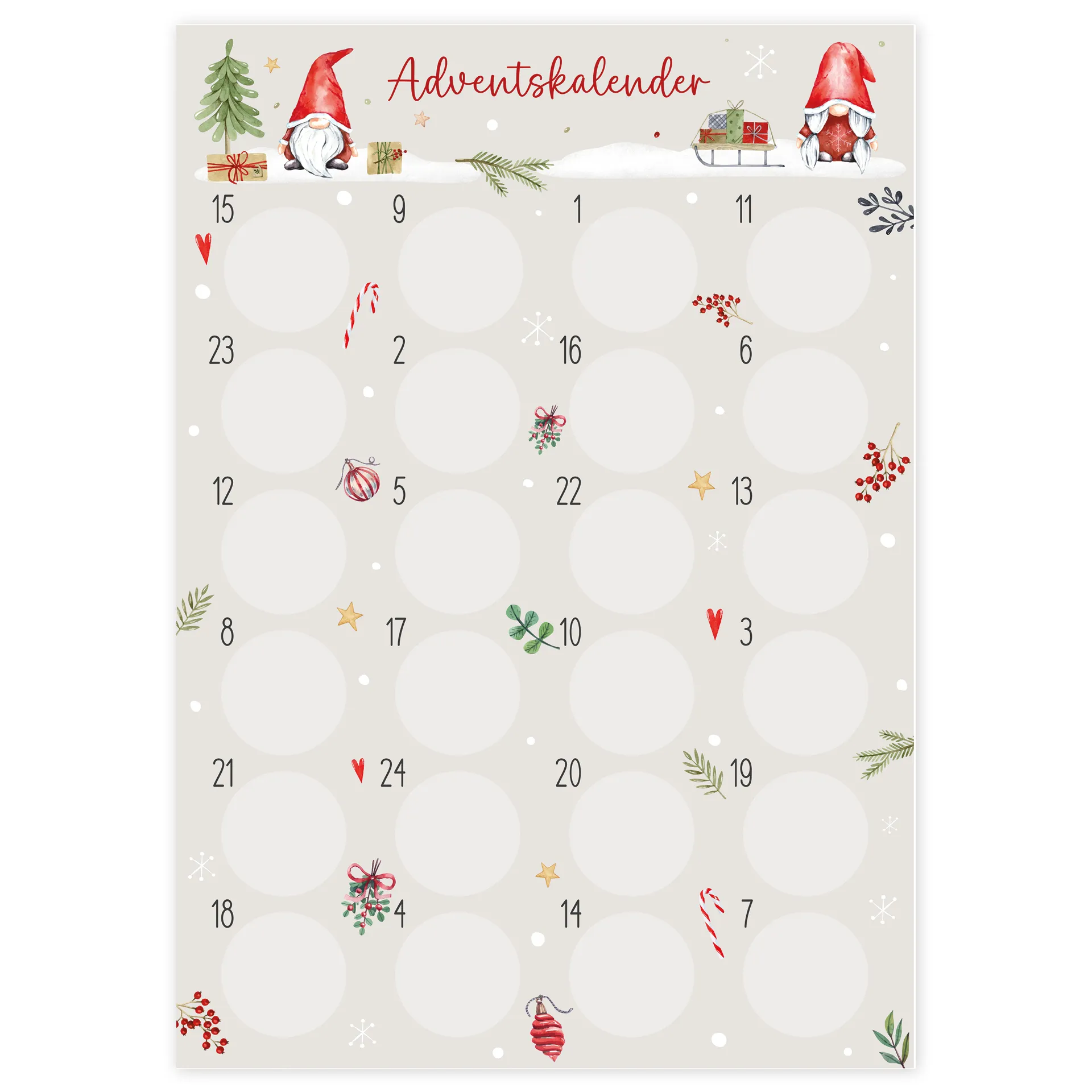 Rubbel-Adventskalender "Weihnachten und Wichtel", 25-tlg.