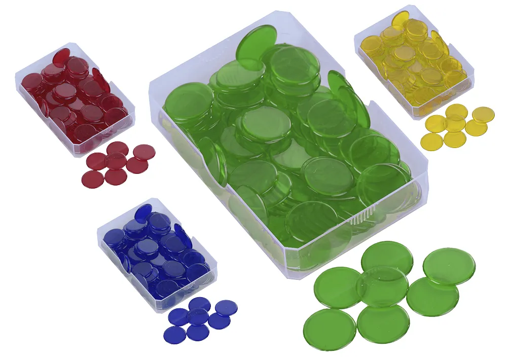 Kunststoff Plättchen transparent, einfarbig, 100 Stück in Box