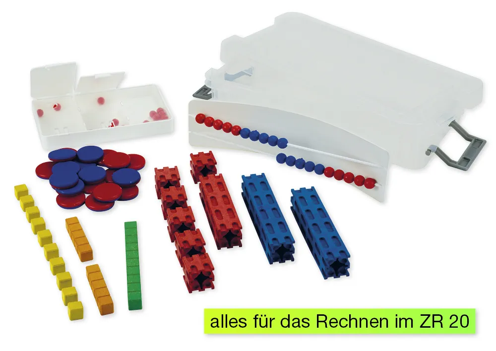 Mathe-Basis-Set Plus Zahlenraum bis 20, 58-tlg, in Box, rot/blau