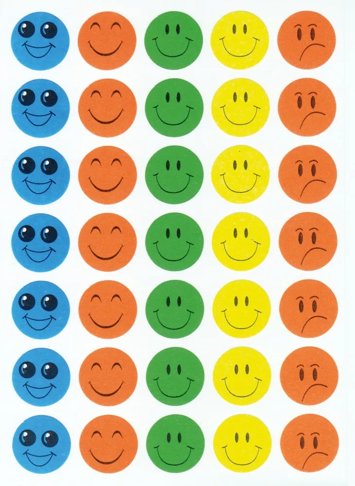 Belobigungs-Aufkleber, 210 Stück, Gesichter bunt