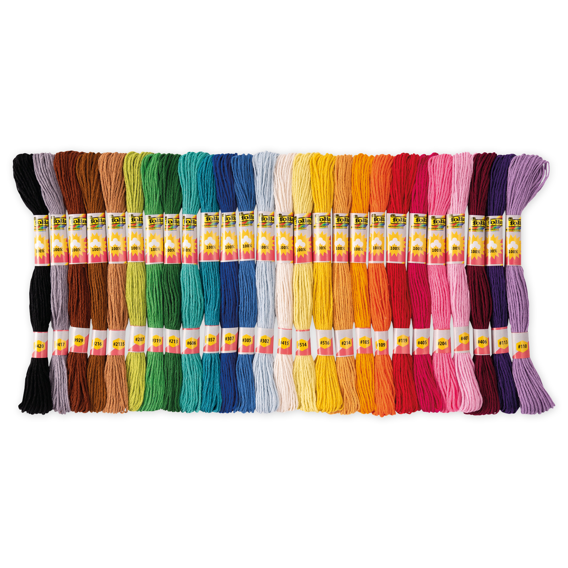 Stickgarn, 52 Docken in 26 Farben