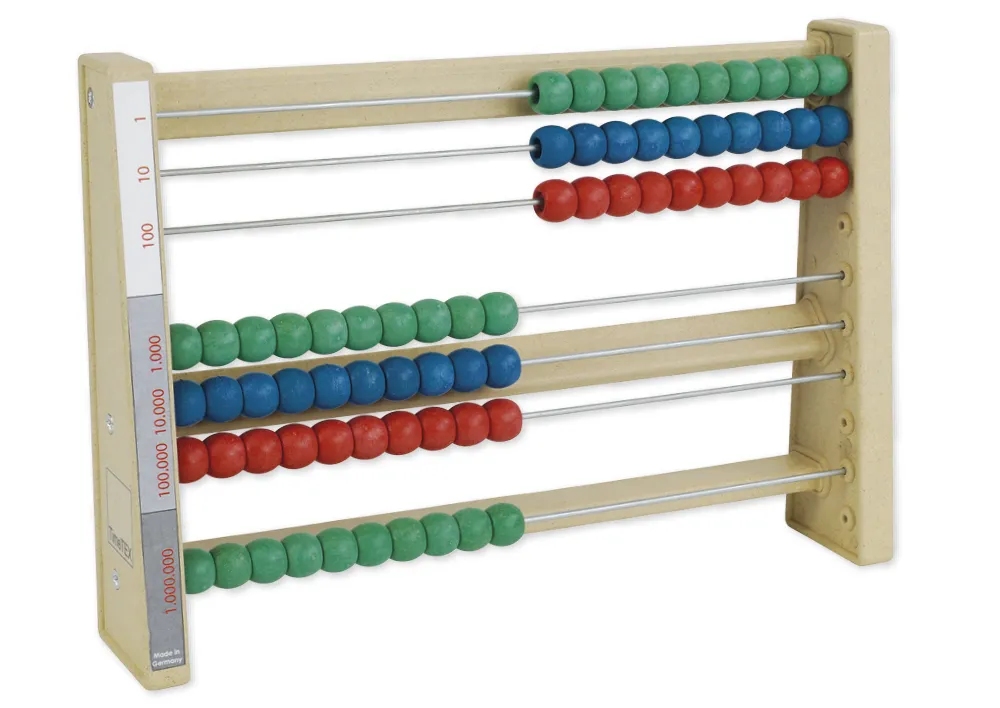 Montessori-Rechenrahmen aus RE-Wood, 7 Reihen/7-stellig "Montessori Premium"