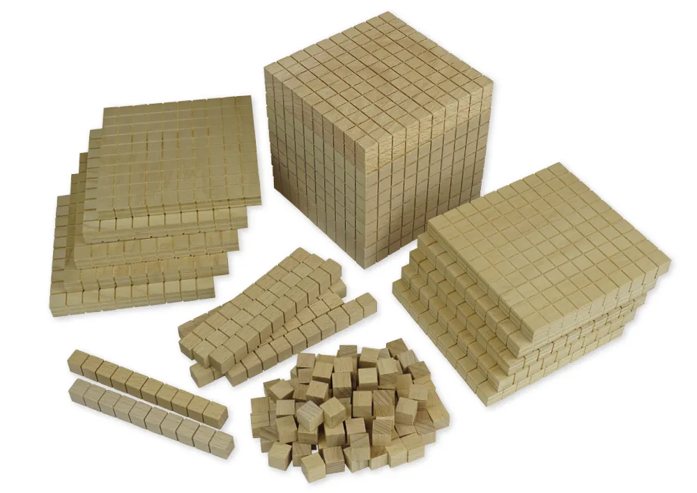 Dienes-Sortiment 121-tlg, aus Holz, Zahlenraum 1.000, in Stapel-Box