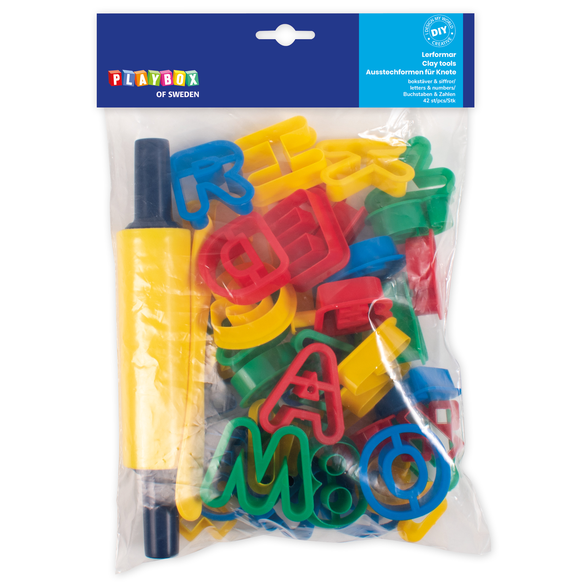 Ausstechformen für Knete, Buchstaben und Zahlen, 43-tlg.