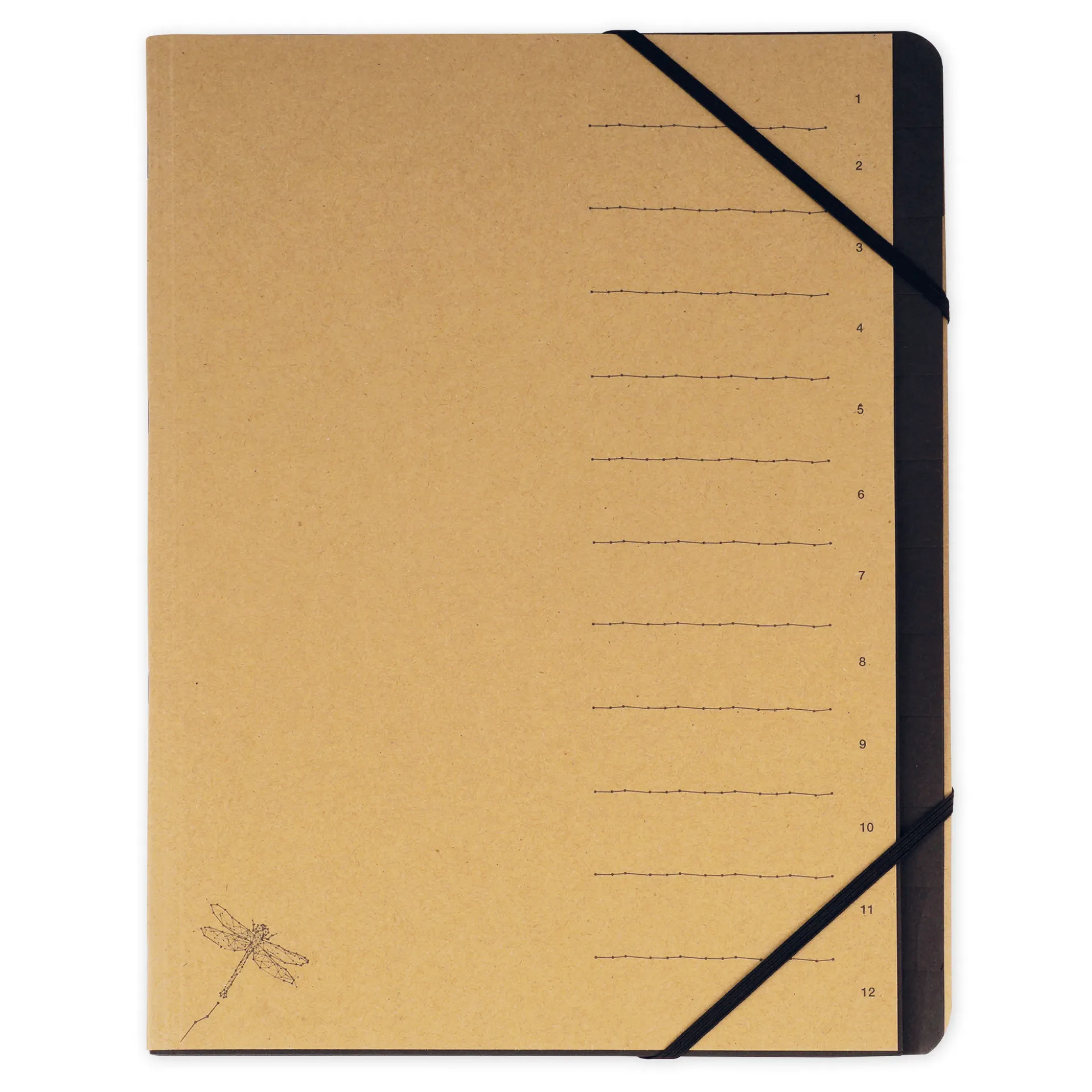Tisch-Fächermappe 1-12 "Natura", mit Verschlussgummi
