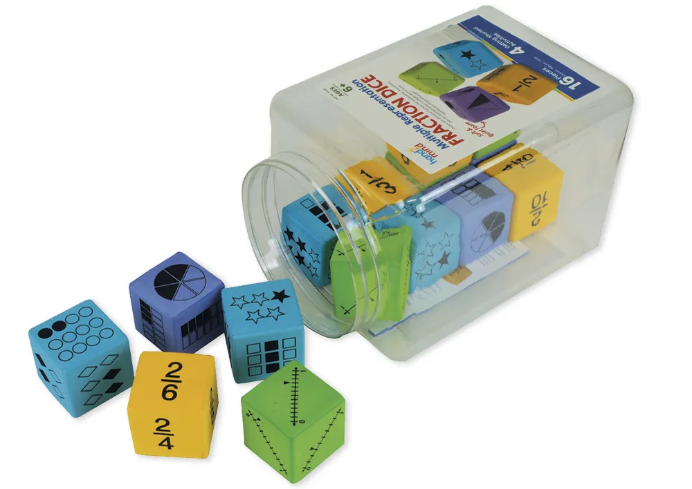 Set Flüster-Würfel "Brüche", 4,3 cm, 16-tlg.