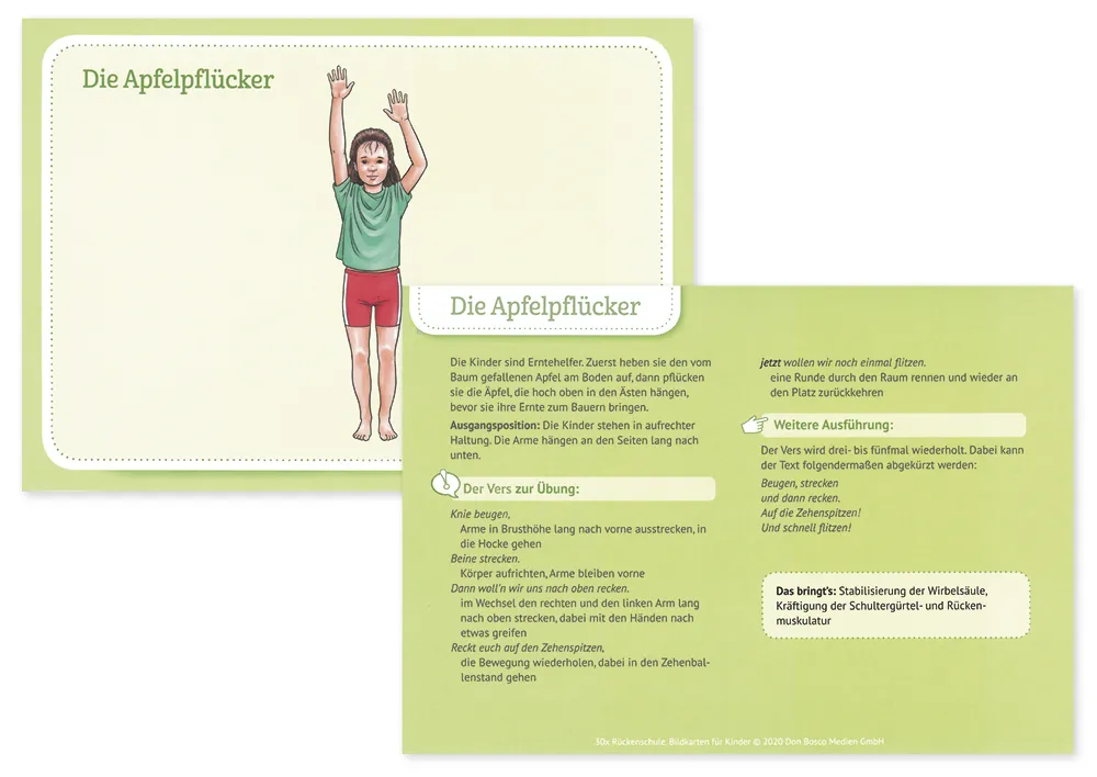 Karten-Set "30x Rückenschule Bildkarten für Kinder"