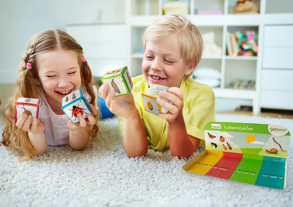 Hagemann Lernspiel-Würfel "Lebenszyklus Schmetterlinge & Co.", 5-tlg.