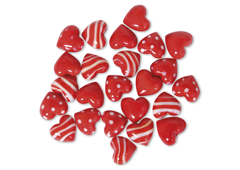 Mini-Glasherzen rot, 24-tlg.