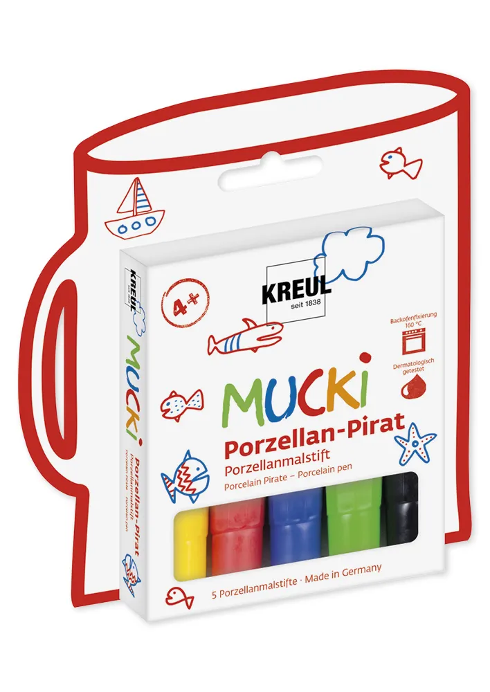 MUCKI Porzellan-Stifte kurz, Strichstärke 2-5 mm, 5 Stück