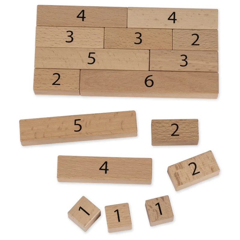 Zahlen-Blöcke 1-12 zum Vergleichen und Rechen, aus Holz, 41-tlg. im Rahmen