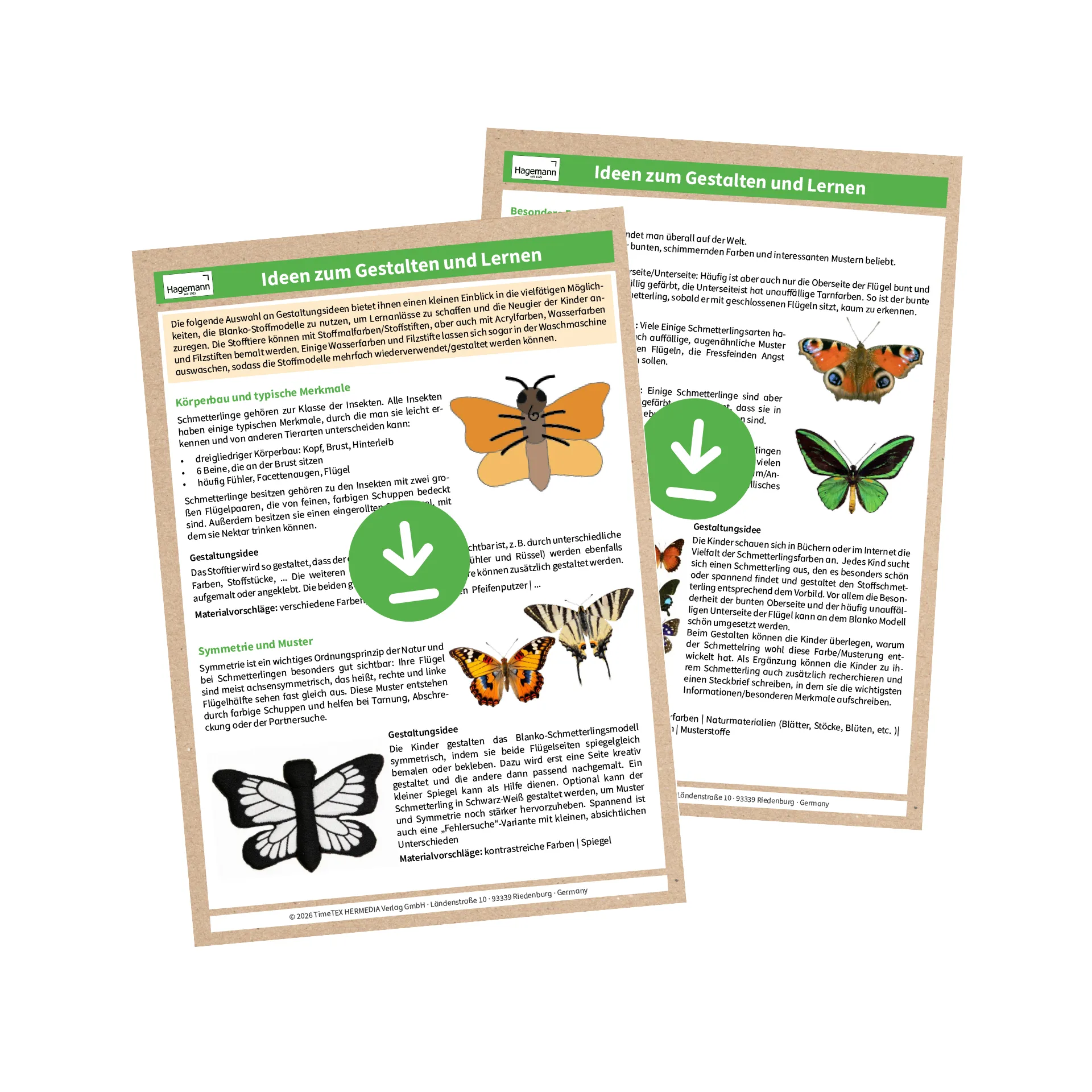 Stoff-Schmetterling, Blanko