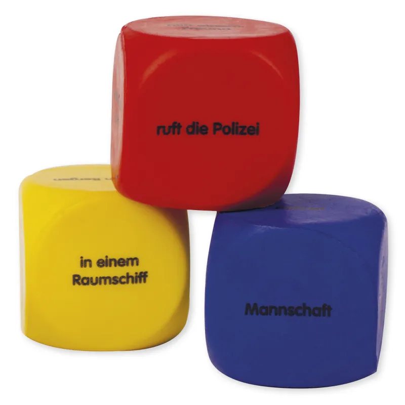 Set Flüster-Würfel 6-tlg. Deutsch "Geschichten-Einstieg", 4 cm