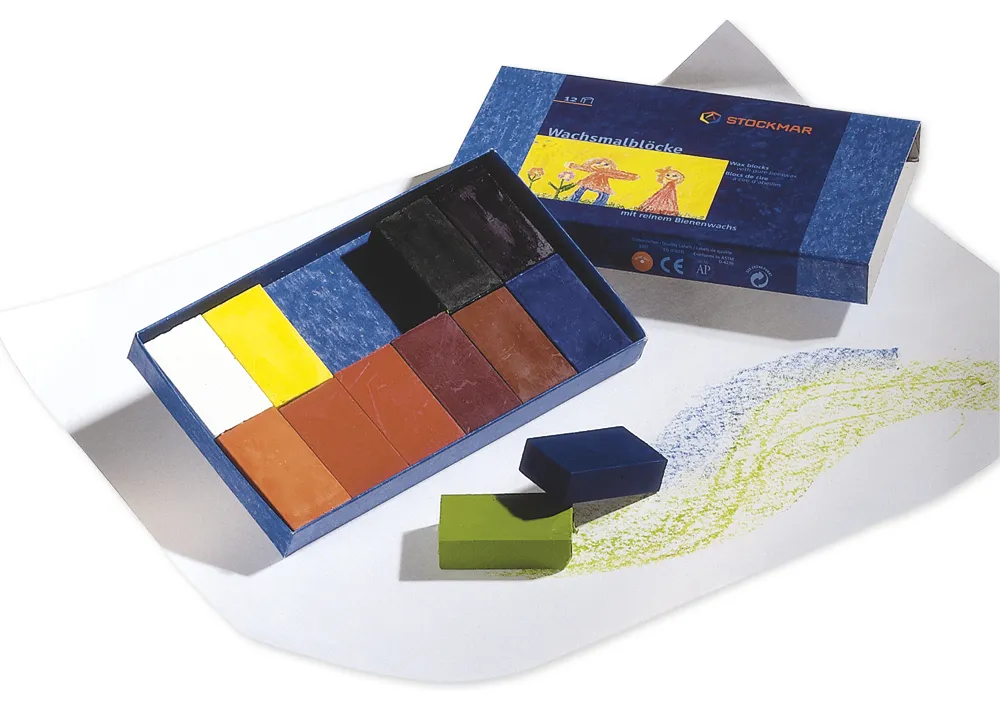 Stockmar Wachsmalblöcke, 12 Farben im Kartonnetui