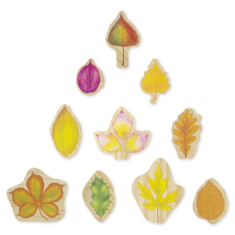 Jahreszeiten-Blätter aus Holz, 10-tlg.