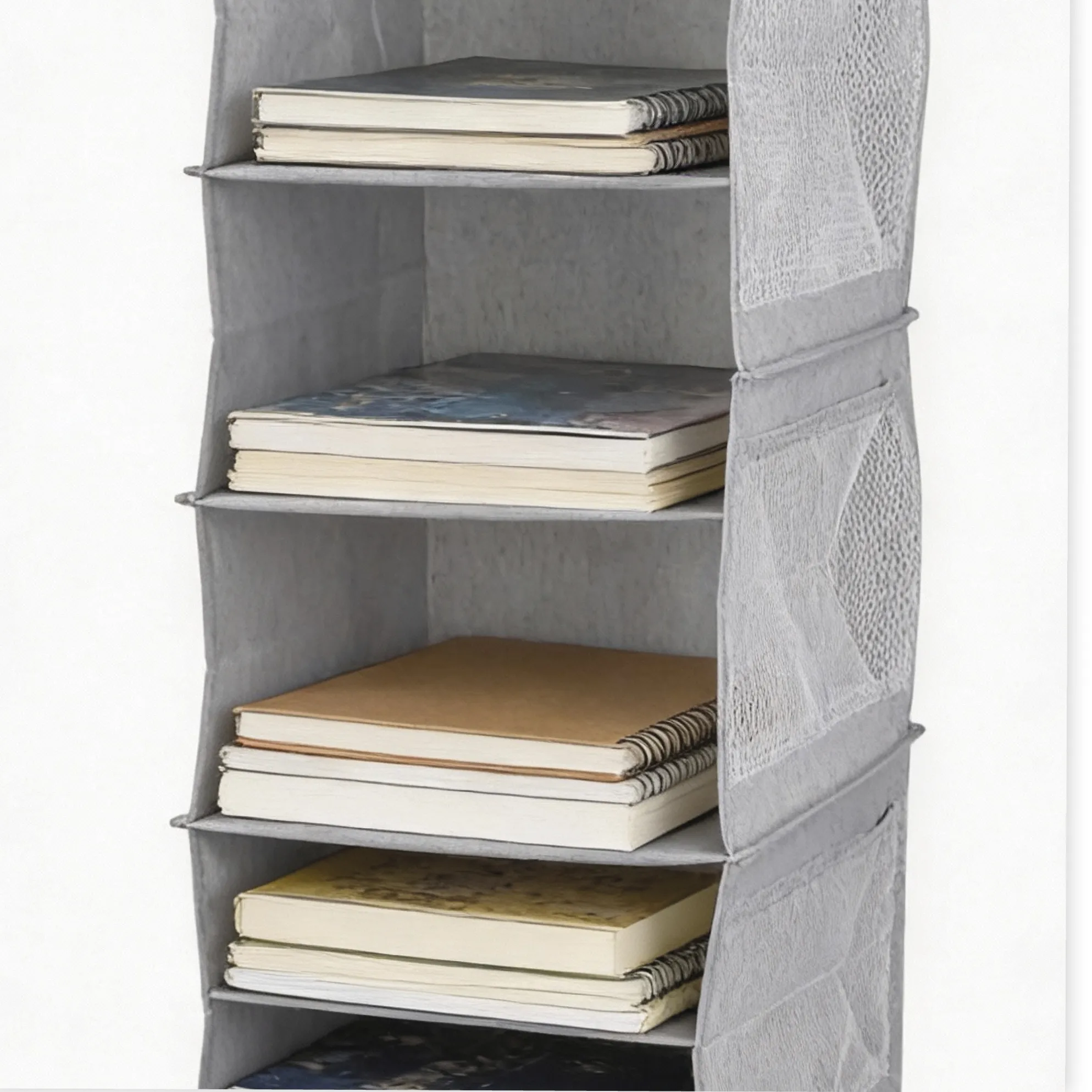 TimeTEX Hänge-Regal "Origami" A4 mit 5 Fächern, aus Stoff, hellgrau