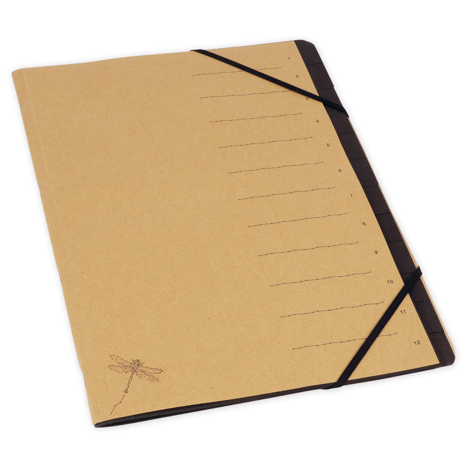 Tisch-Fächermappe 1-12 "Natura", mit Verschlussgummi