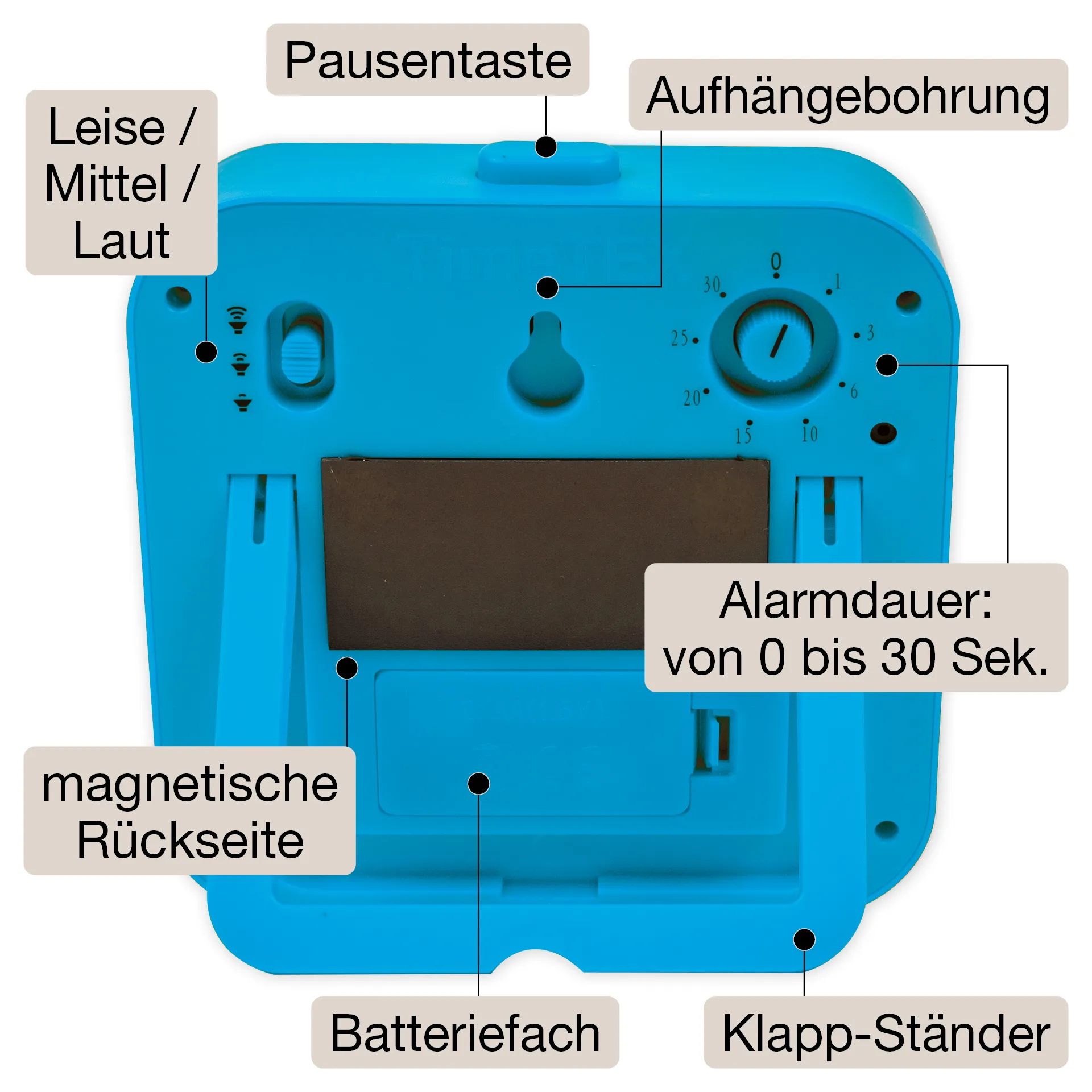 TimeTEX Zeitdauer-Uhr „lautlos“ ColorLINE, mit Pausentaste