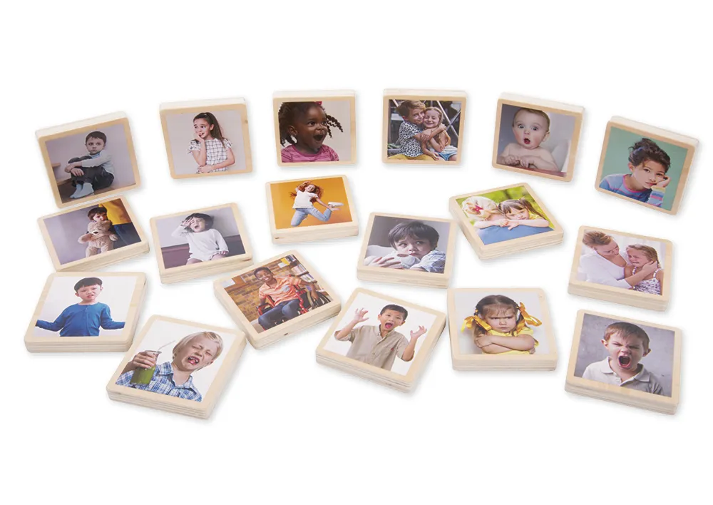 Holztäfelchen "Emotionen", 18-tlg.