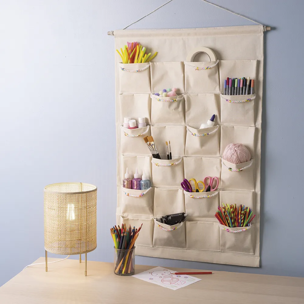 Material-Taschen-Vorhang aus Canvas, 24 Taschen, 93x60 cm