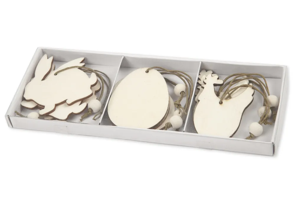 Osterschmuck aus Holz, 9-tlg.