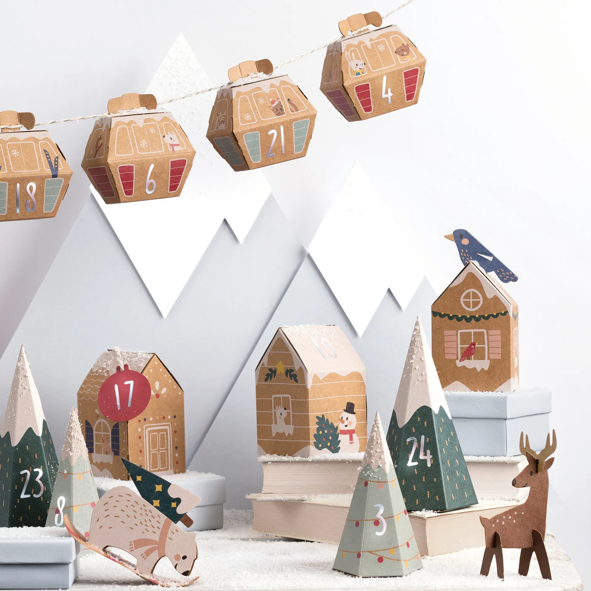 Bastelset "Adventskalender Village in the Snow", 113-tlg.