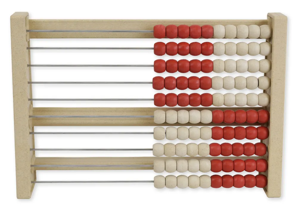 Rechenrahmen für 100-er Zahlenraum rot/weiß