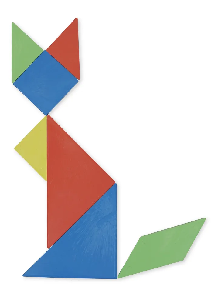 Tangram aus Re-Plastic opak, 28-tlg. = 4 Tangram in Box