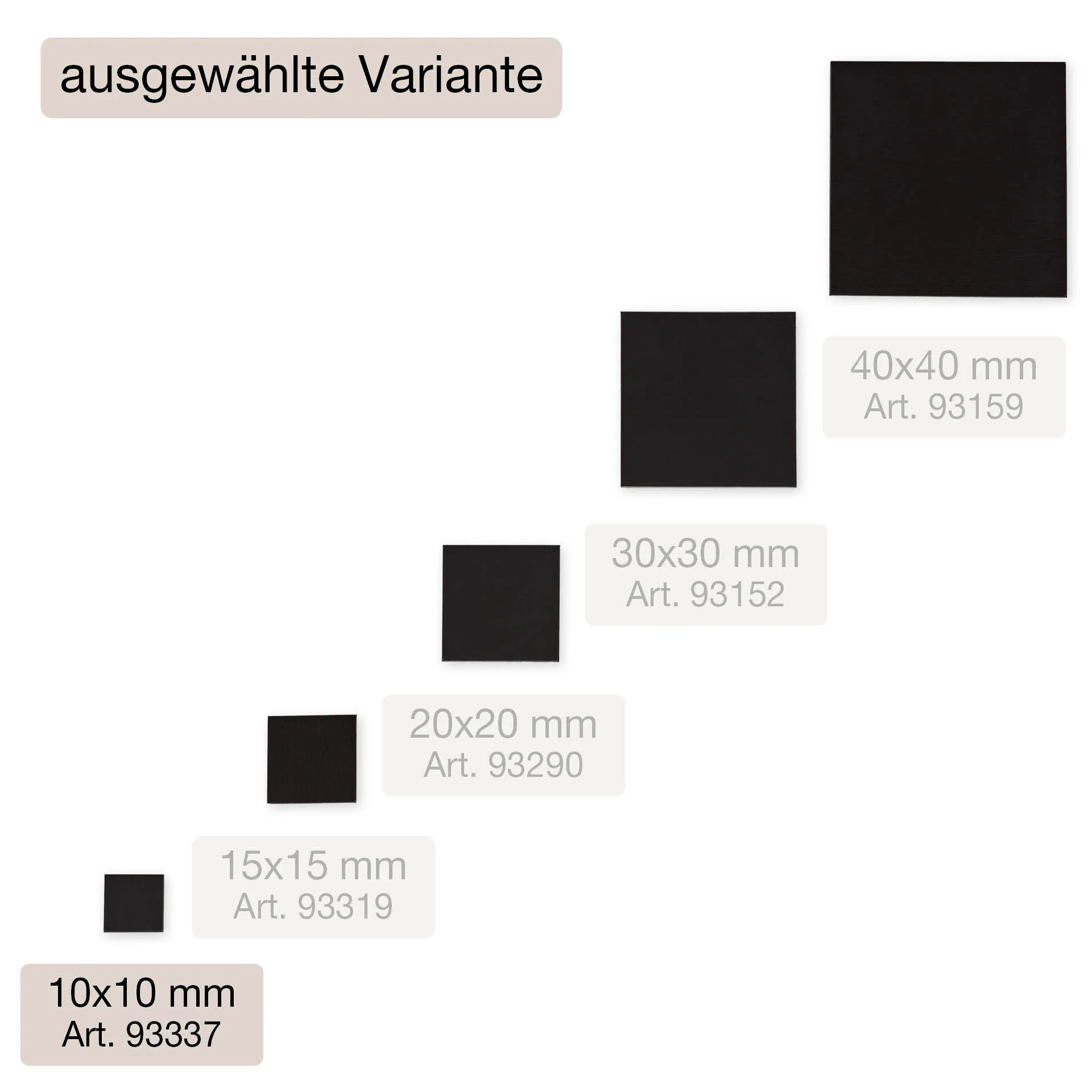 Magnet-Plättchen selbstklebend, 10x10 mm, 200 Stück