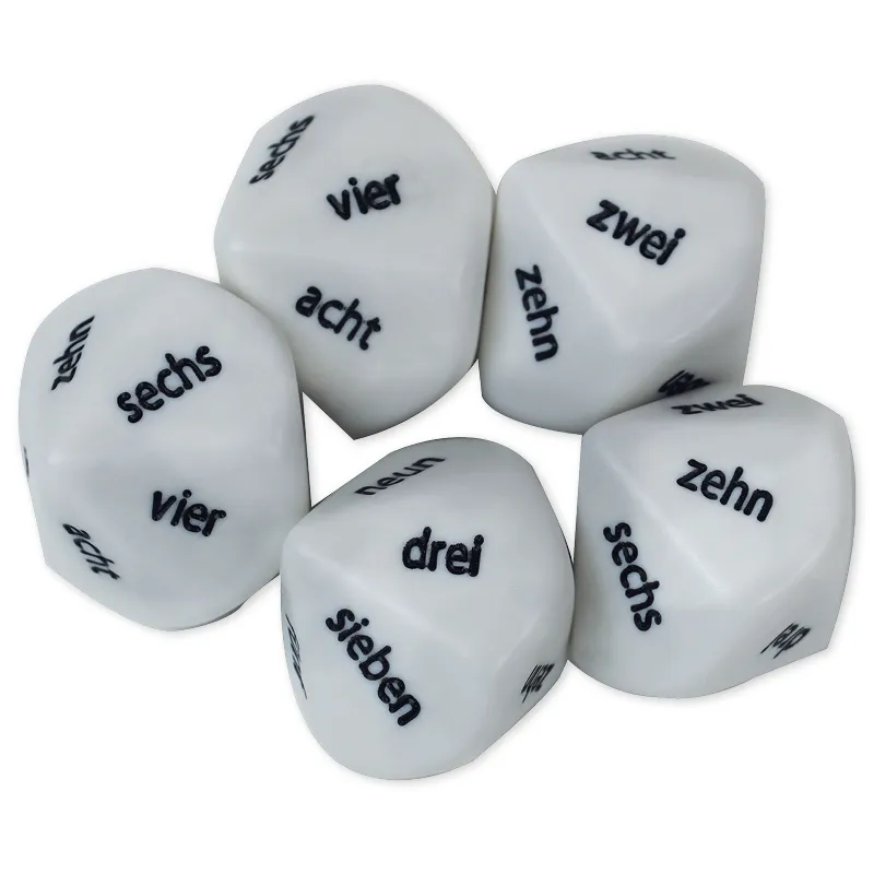 TimeTEX Würfel-Set Zahlenwörter "Eins - Zehn", zehnseitig, 5-tlg., 22 mm