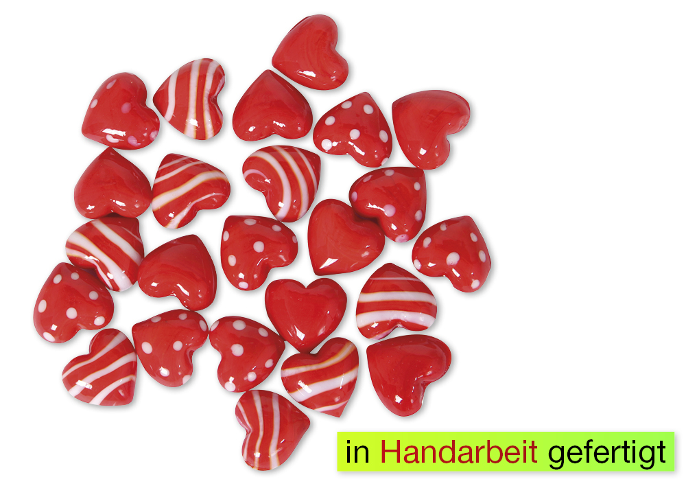 Mini-Glasherzen rot, 24-tlg.
