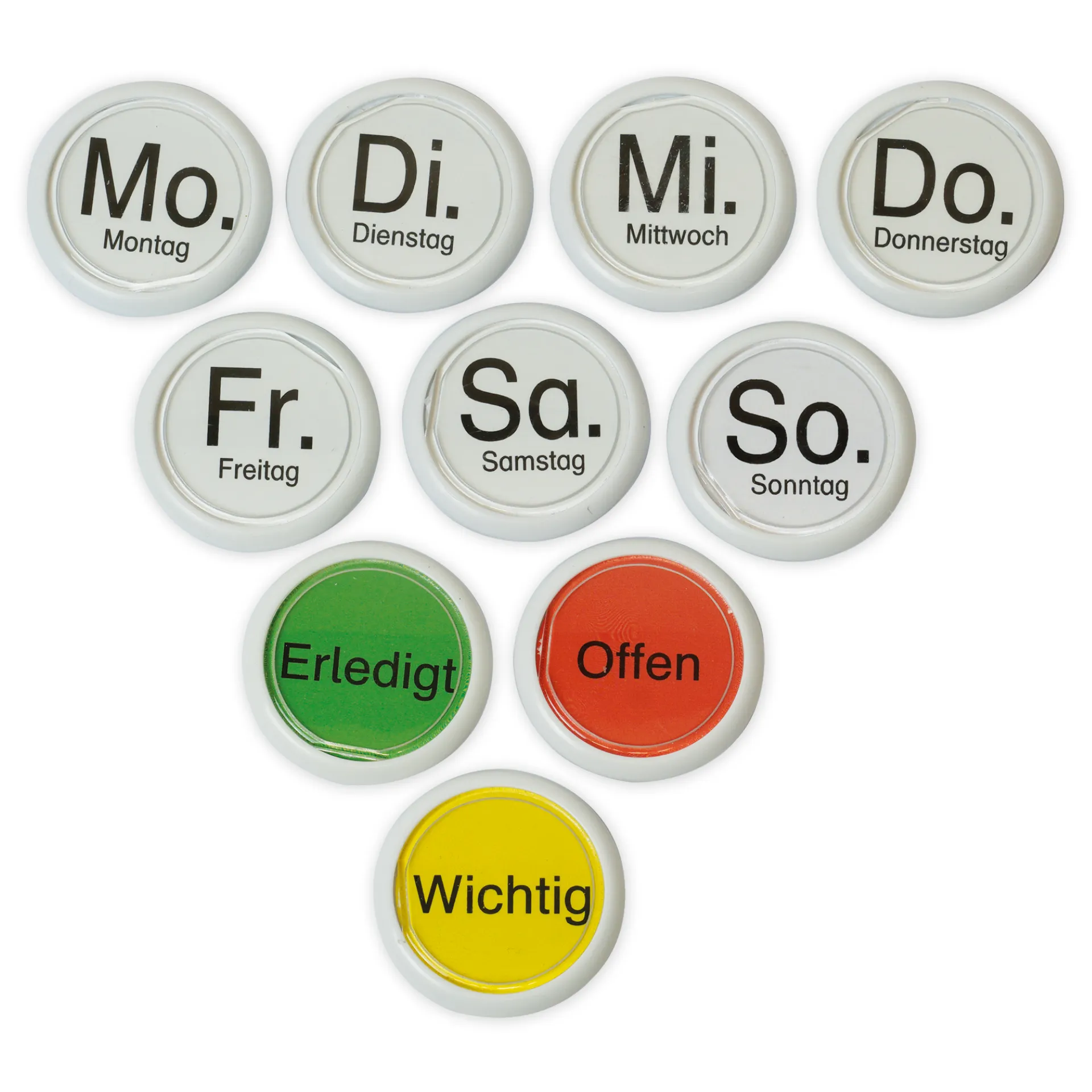 Wochentags-Magnete 10-tlg. in Box