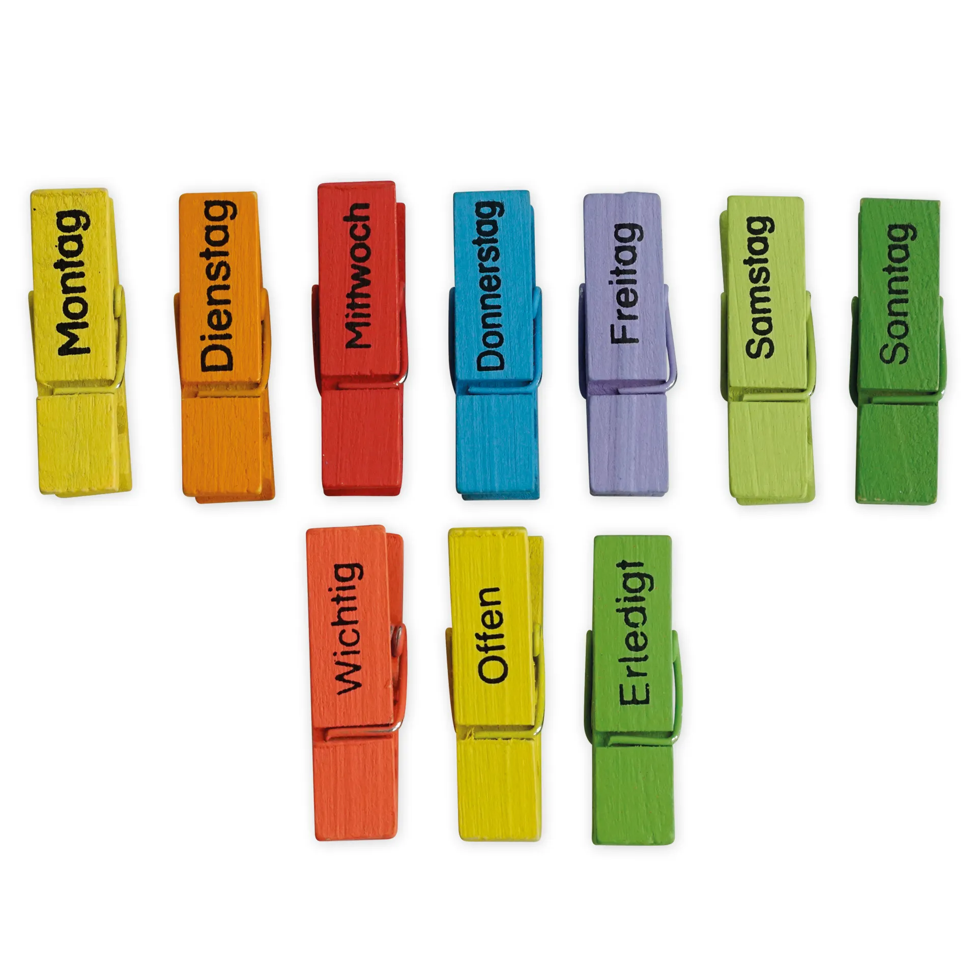 TimeTEX Wochentags-Klammern 10-tlg., farbig, mit Magnet