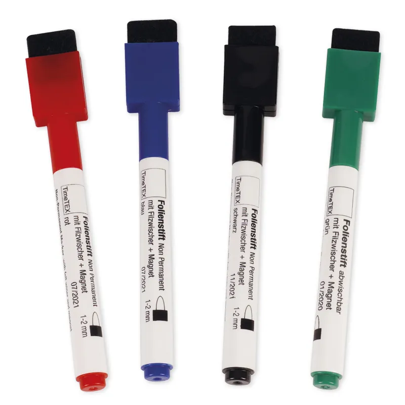 Set Folienstifte Non Permanent mit Filzwischer + Magnet, 4tlg.