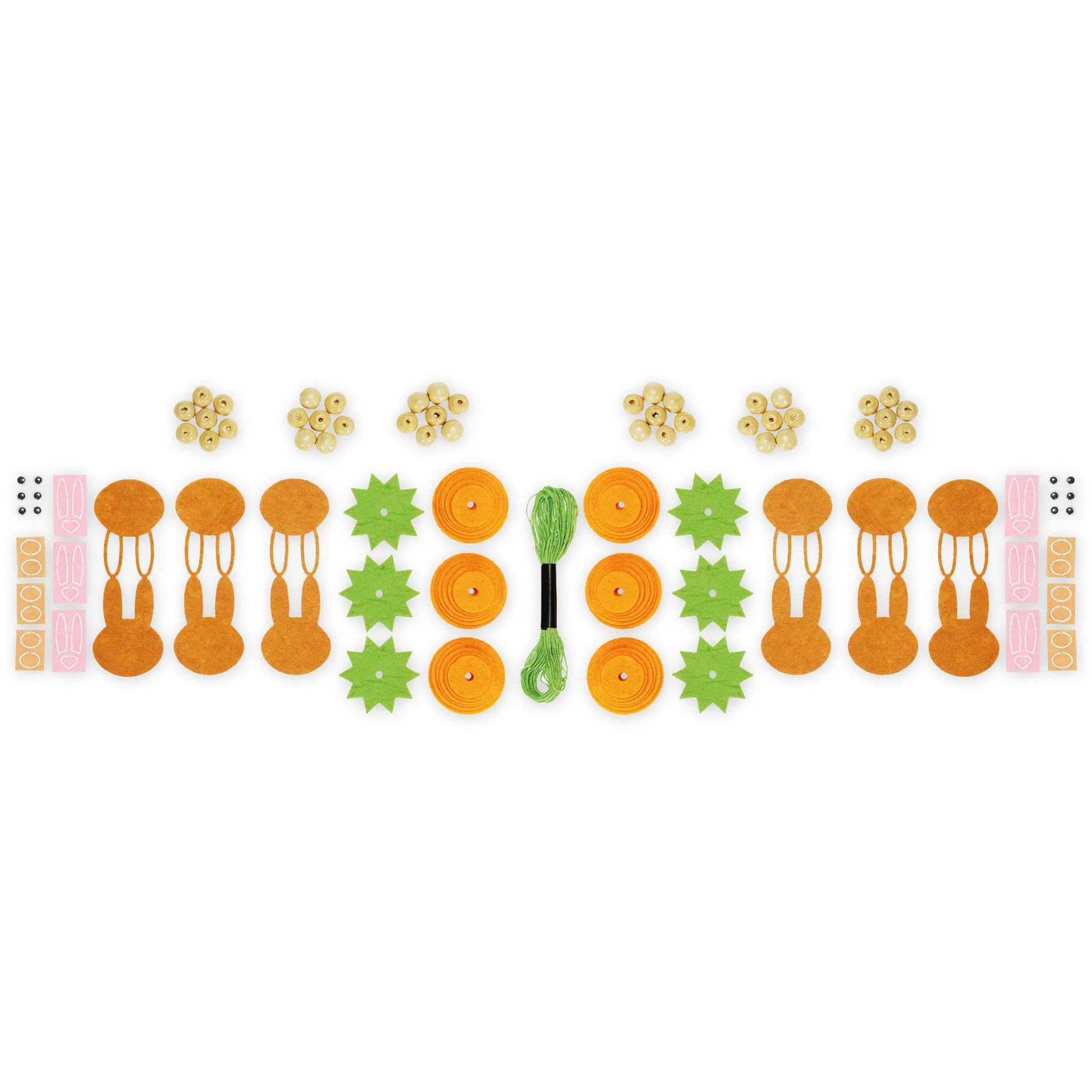 Filzanhänger "Karotten-Häschen", 6 Stück, 133-tlg.