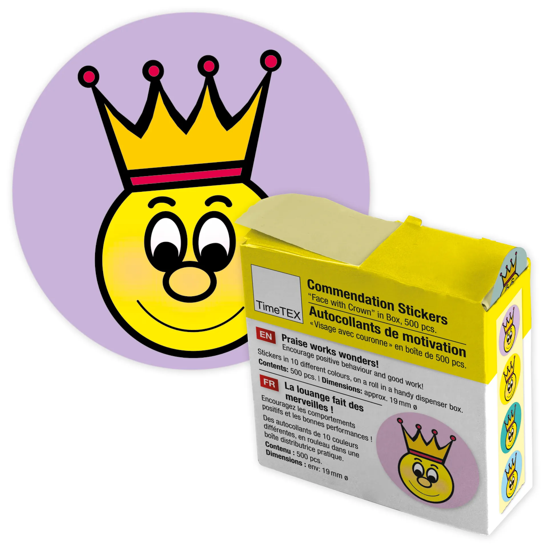 Belobigungs-Aufkleber "Gesicht mit Krone", 440 Stück