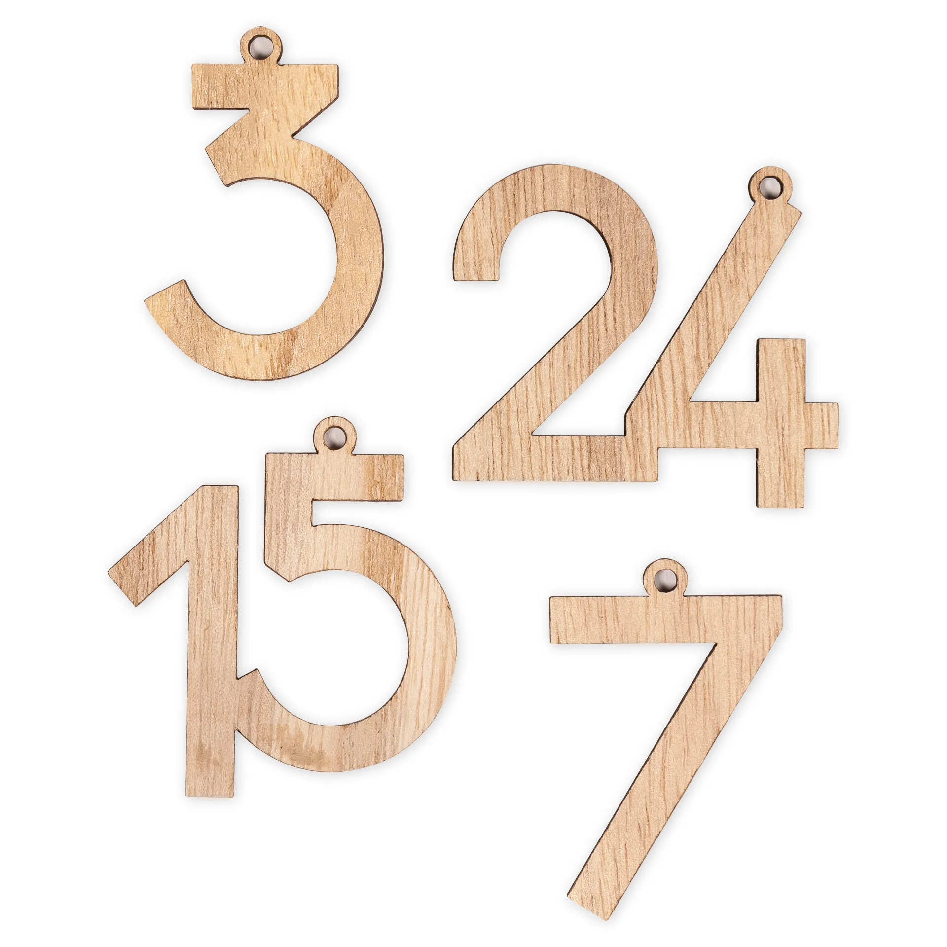 Adventskalender-Zahlen "1 bis 24", aus Holz, naturfarben