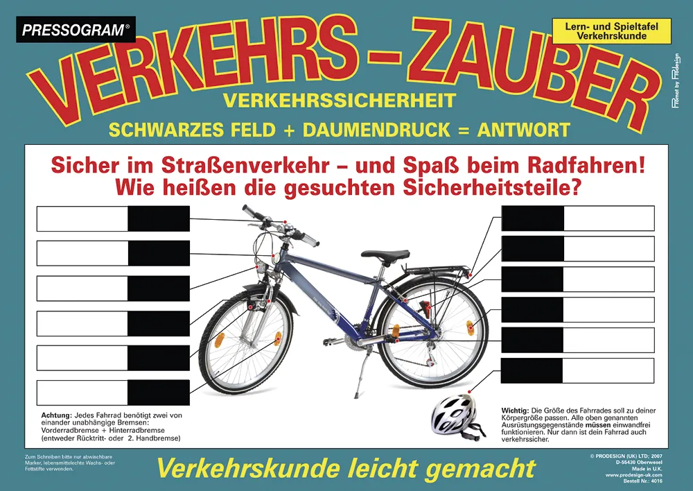 TimeTEX Zaubertafel "Verkehrserziehung" Fahrrad-Verkehrssicheheit 