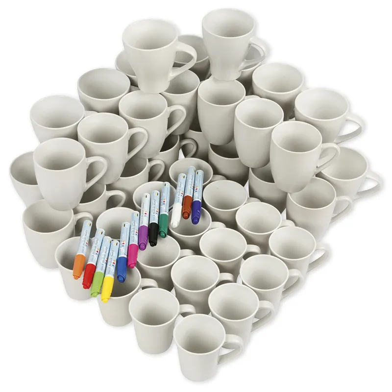 Gruppen-Set Porzellan-Becher mit Stiften, 60-tlg.