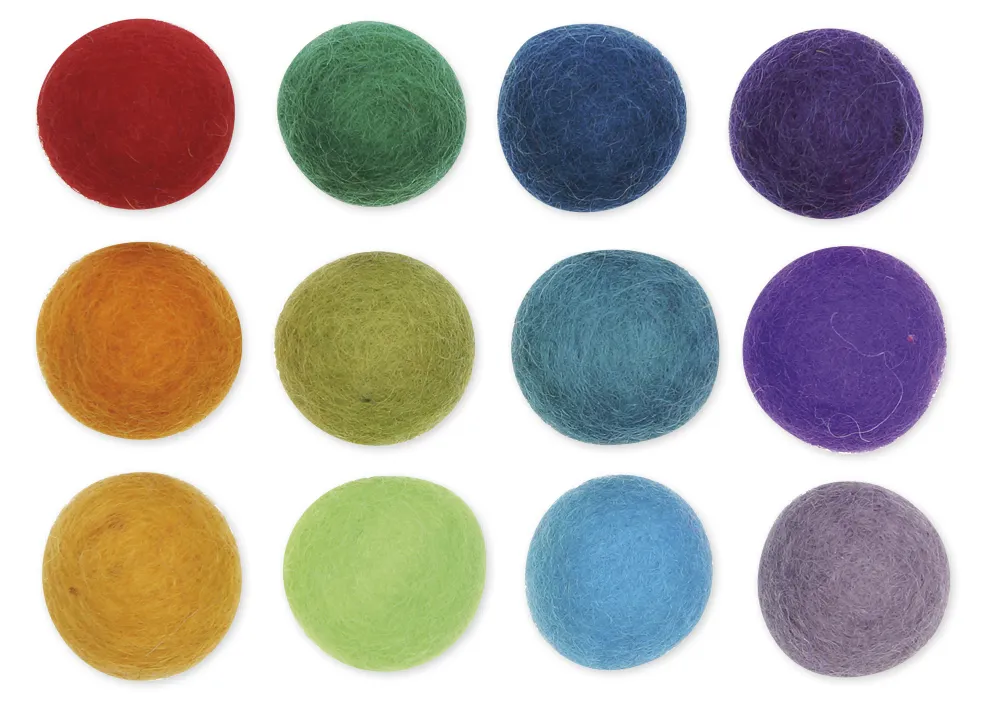 Filzkugeln "Kunterbunt", 2 cm ø, 12 Farben, 120 Stück