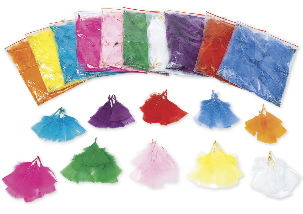 Kleine Federn in 10 Farben, 140 g