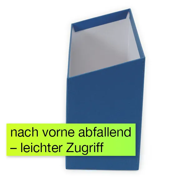 Karteikasten aus Pappe A5, nach vorne abfallend