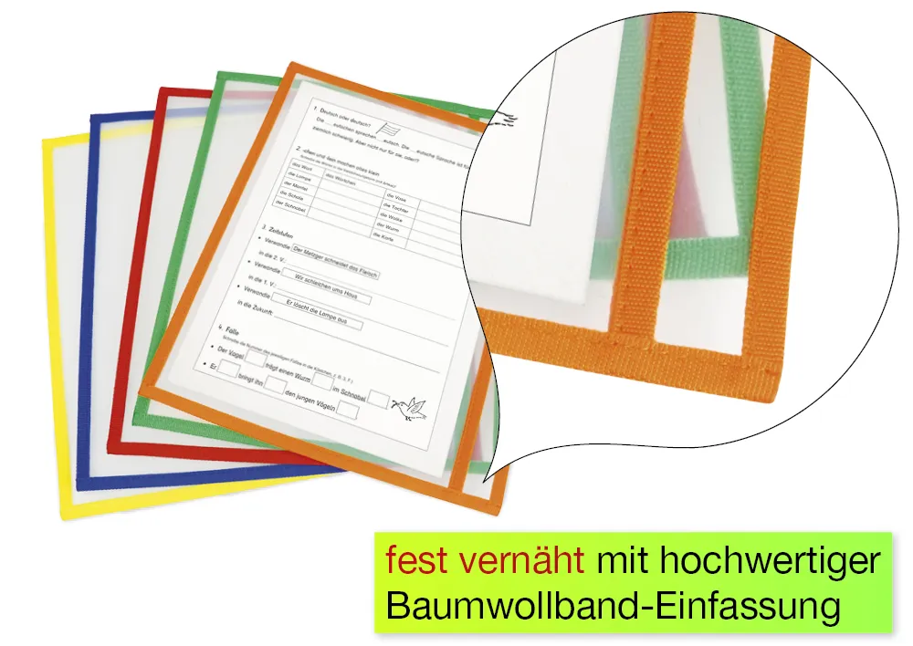 Lern- und Sammeltaschen A5-Plus quer, mit Farbeinfassung, 10-tlg.