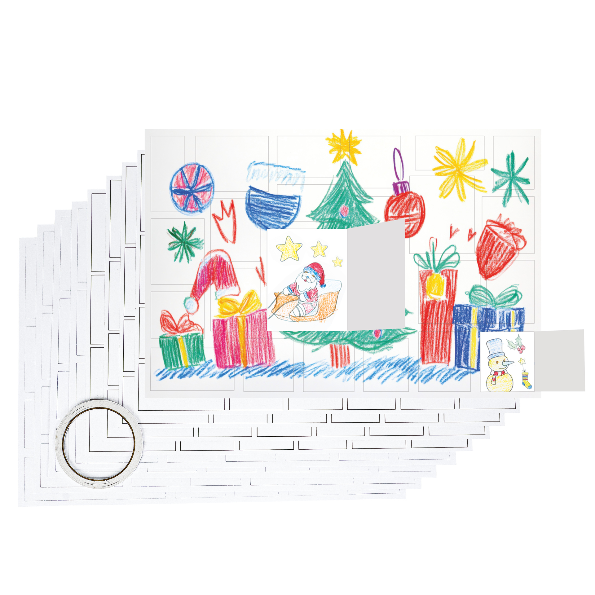 Blanko Adventskalender aus Karton, A3, mit vorgestanzten Türchen, 5 Stück