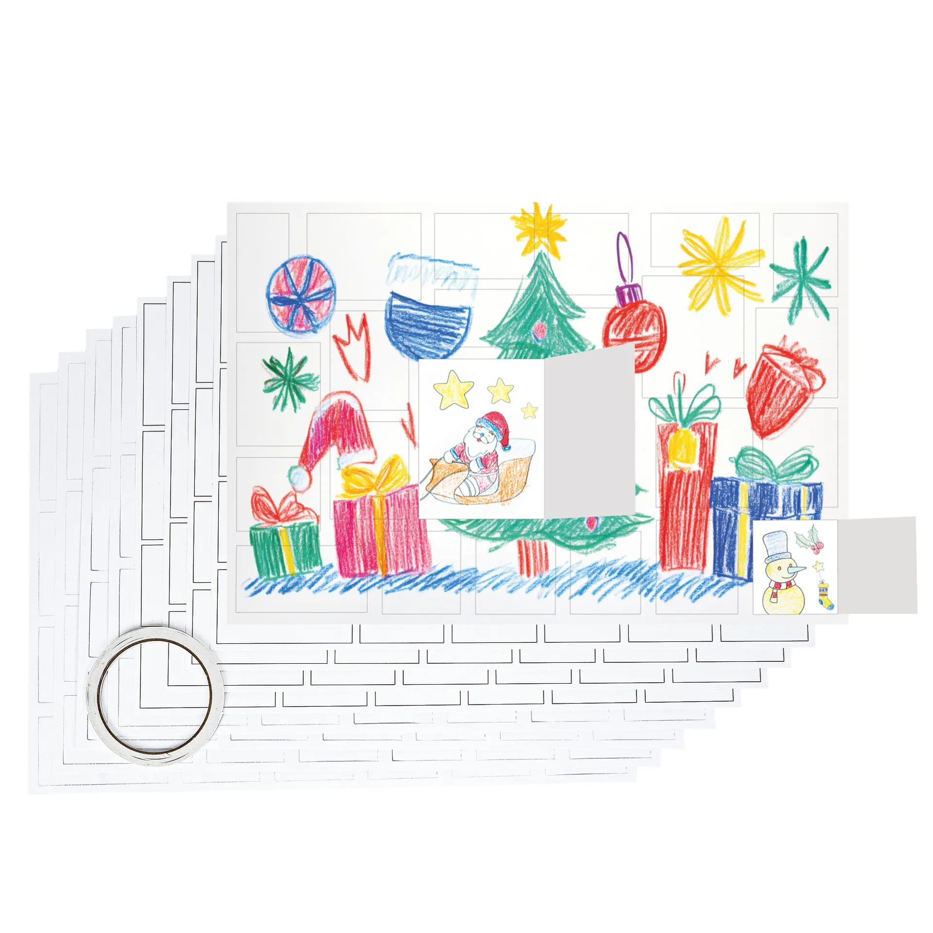 Blanko Adventskalender aus Karton, A3, mit vorgestanzten Türchen, 5 Stück