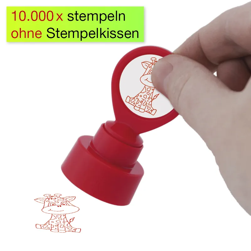 Siebdruck-Stempel "Perpetuum" rund "Giraffe"